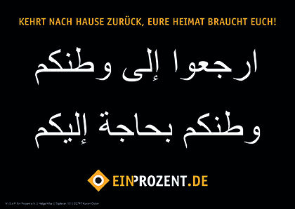 Aufkleber: Kehrt nach Hause zurück, Eure Heimat braucht Euch!